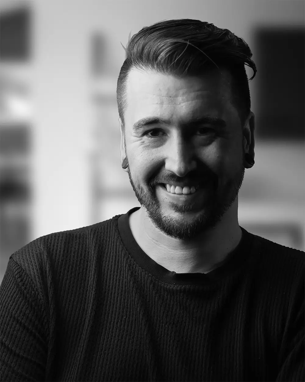Schwarz Weiß Portrait des Firmengründer Tobias Eller